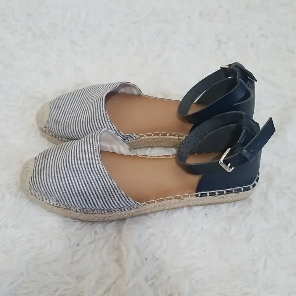 Old Navy Blue  & White Strip Espadrilles Sz 9